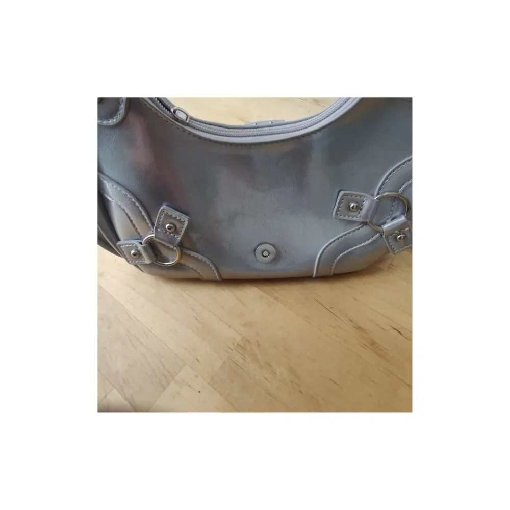 Silver Faux Leather Shoulder Bag